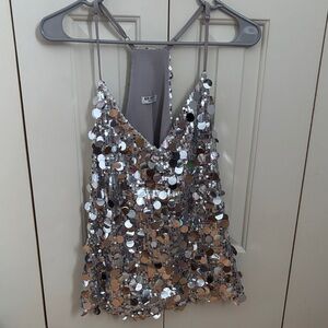 Silver Sequin Top